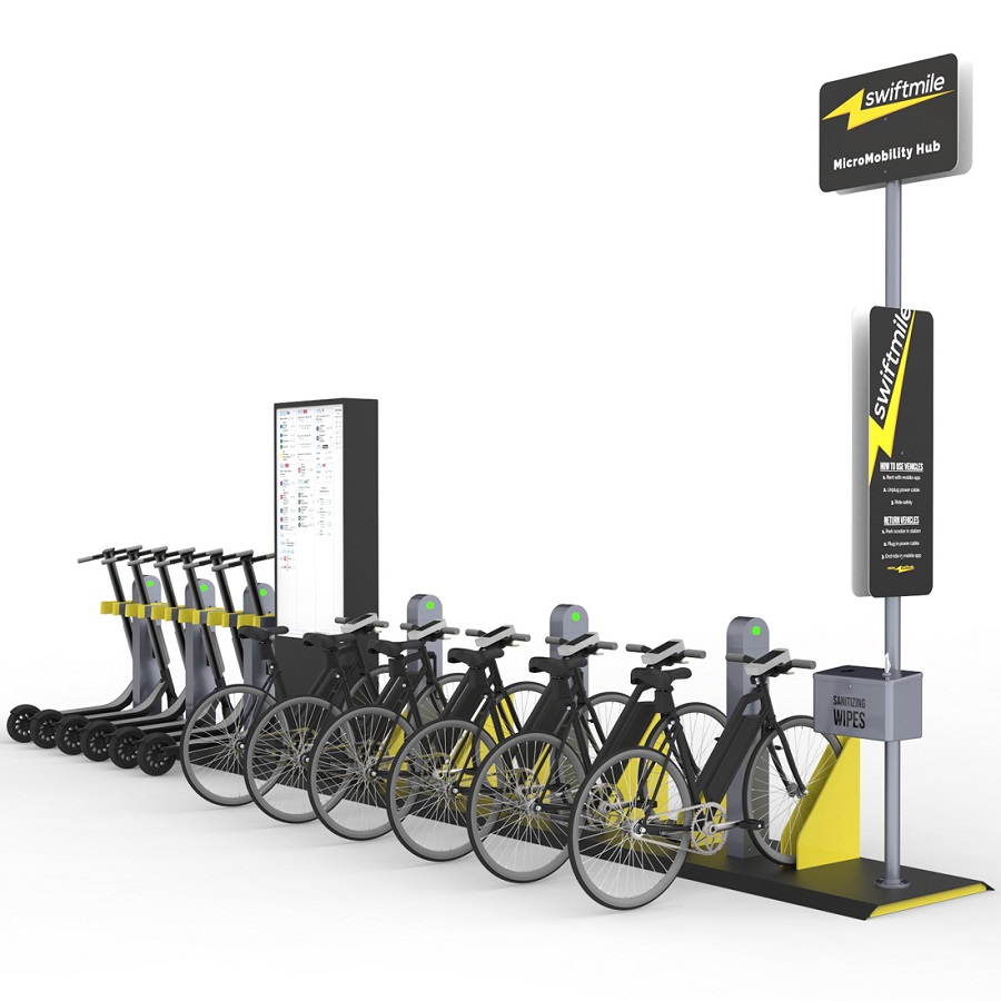 Ladestation für Fahrräder und E-Scooter in einem Parkhaus